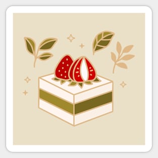 Matcha cake with strawberries Sticker